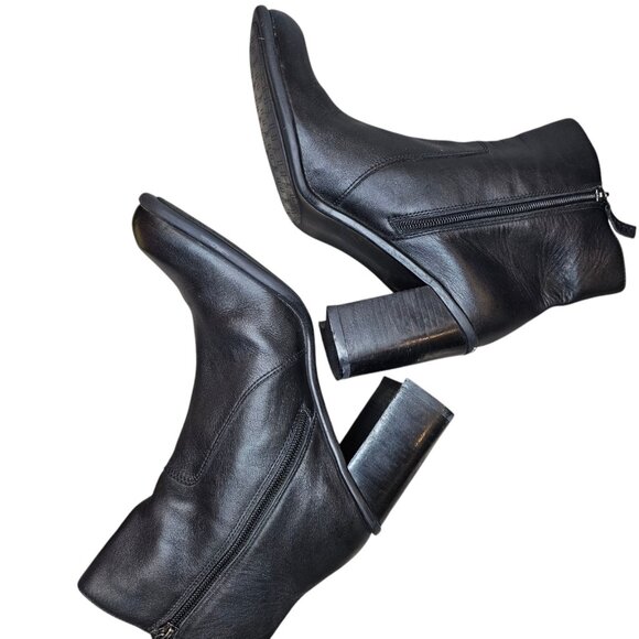 Retro 90s Y2K Black Boots Square Toe Chunky‎ Block Heel Sz 10 Tommy Hilfiger - Picture 6 of 12